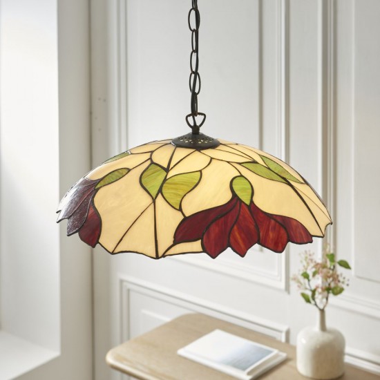 78887-001 Satin Black Pendant with Tiffany Glass