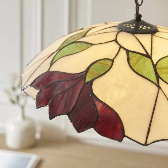 78887-001 Satin Black Pendant with Tiffany Glass