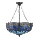 78888-001 Satin Black 3 Light Large Pendant with Tiffany Glass