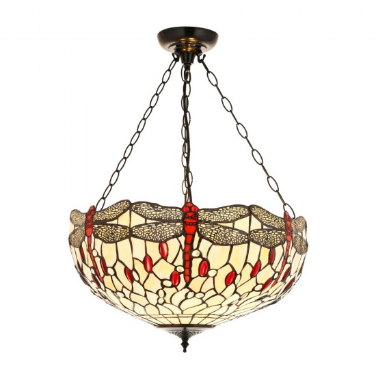 78889-001 Satin Black 3 Light Pendant with Tiffany Glass