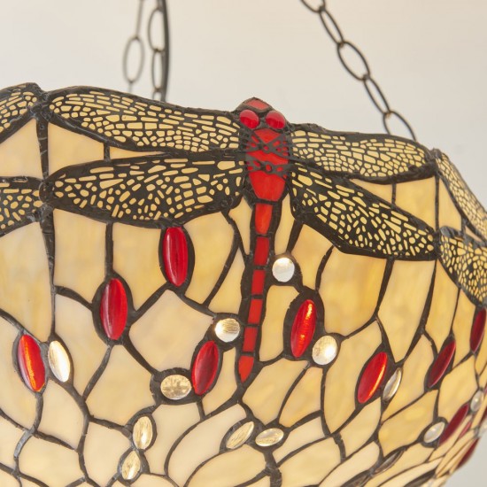 78889-001 Satin Black 3 Light Pendant with Tiffany Glass