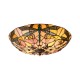 51330-001 Satin Black 2 Light Flush with Tiffany Glass
