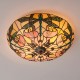 51330-001 Satin Black 2 Light Flush with Tiffany Glass