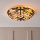 51330-001 Satin Black 2 Light Flush with Tiffany Glass