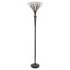 51881-001 Satin Black Uplighter Floor Lamp with Tiffany Glass