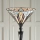 51881-001 Satin Black Uplighter Floor Lamp with Tiffany Glass