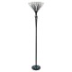 51881-001 Satin Black Uplighter Floor Lamp with Tiffany Glass