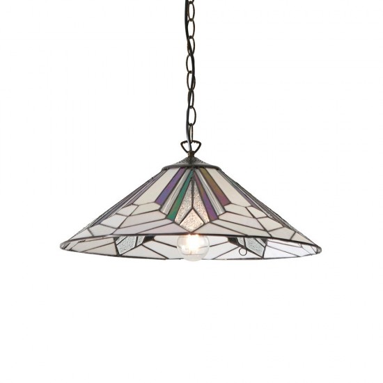 51328-001 Satin Black Pendant with Tiffany Glass