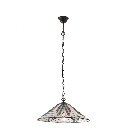 51328-001 Satin Black Pendant with Tiffany Glass