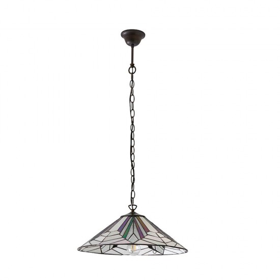 51328-001 Satin Black Pendant with Tiffany Glass