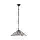 51328-001 Satin Black Pendant with Tiffany Glass