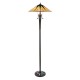 51266-001 Satin Black 2 Light Floor Lamp with Tiffany Glass
