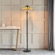 51266-001 Satin Black 2 Light Floor Lamp with Tiffany Glass