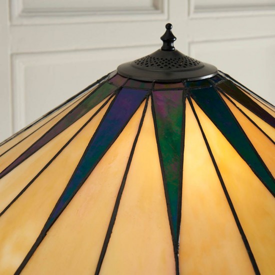 51266-001 Satin Black 2 Light Floor Lamp with Tiffany Glass