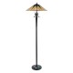 51266-001 Satin Black 2 Light Floor Lamp with Tiffany Glass