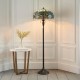 51268-001 Satin Black 2 Light Floor Lamp with Tiffany Glass