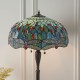 51268-001 Satin Black 2 Light Floor Lamp with Tiffany Glass