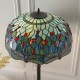 51268-001 Satin Black 2 Light Floor Lamp with Tiffany Glass