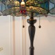 51268-001 Satin Black 2 Light Floor Lamp with Tiffany Glass