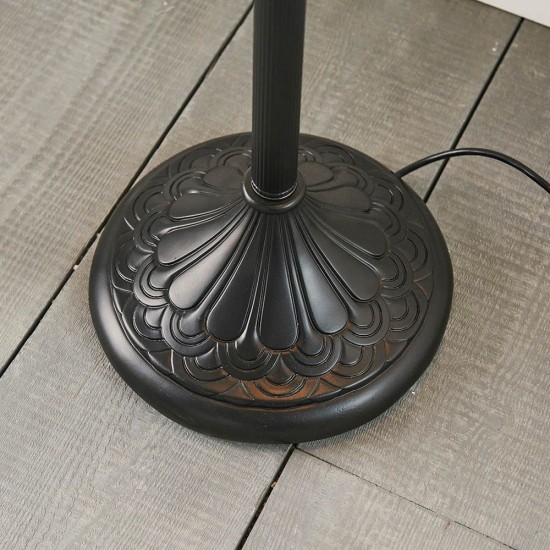 51268-001 Satin Black 2 Light Floor Lamp with Tiffany Glass