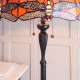 51269-001 Satin Black 2 Light Floor Lamp with Tiffany Glass