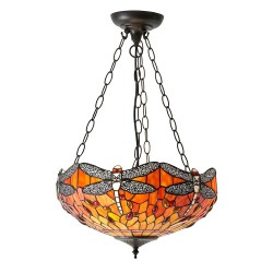 51504-001 Satin Black 3 Light Pendant with Tiffany Glass