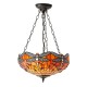 51504-001 Satin Black 3 Light Pendant with Tiffany Glass