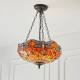 51504-001 Satin Black 3 Light Pendant with Tiffany Glass