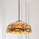 51346-001 Satin Black 3 Light Pendant with Tiffany Glass