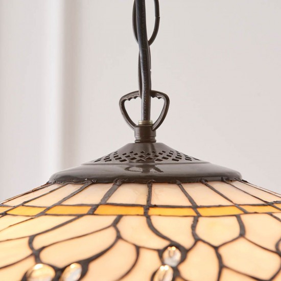 51346-001 Satin Black 3 Light Pendant with Tiffany Glass