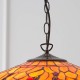 51347-001 Satin Black 3 Light Large Pendant with Tiffany Glass
