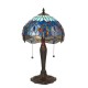 51738-001 Satin Black 2 Light Small Table Lamp with Tiffany Glass