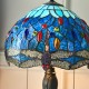 51738-001 Satin Black 2 Light Small Table Lamp with Tiffany Glass