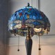 51738-001 Satin Black 2 Light Small Table Lamp with Tiffany Glass