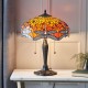 51583-001 Satin Black 2 Light Medium Table Lamp with Tiffany Glass