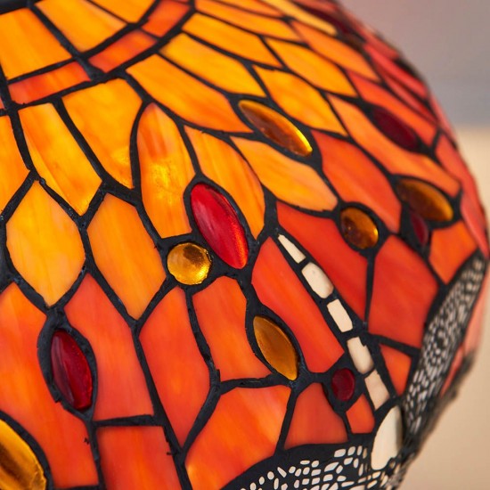 51583-001 Satin Black 2 Light Medium Table Lamp with Tiffany Glass