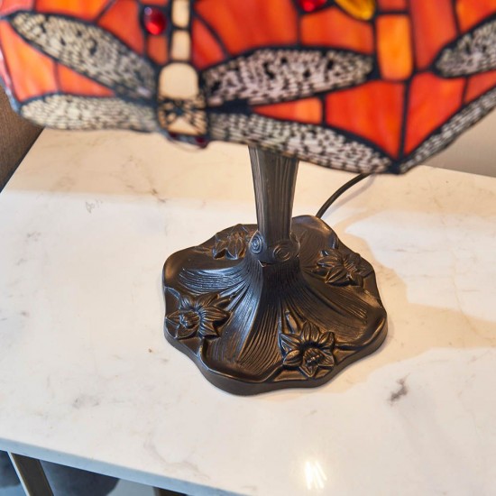 51583-001 Satin Black 2 Light Medium Table Lamp with Tiffany Glass