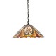 51442-001 Satin Black Pendant with Tiffany Glass