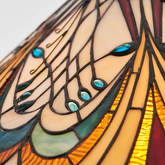 51442-001 Satin Black Pendant with Tiffany Glass