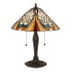 51588-001 Satin Black 2 Light Table Lamp with Tiffany Glass