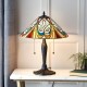 51588-001 Satin Black 2 Light Table Lamp with Tiffany Glass
