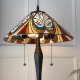 51588-001 Satin Black 2 Light Table Lamp with Tiffany Glass