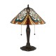 51588-001 Satin Black 2 Light Table Lamp with Tiffany Glass