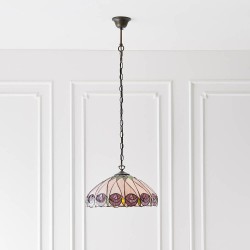 51443-001 Satin Black Pendant with Tiffany Glass