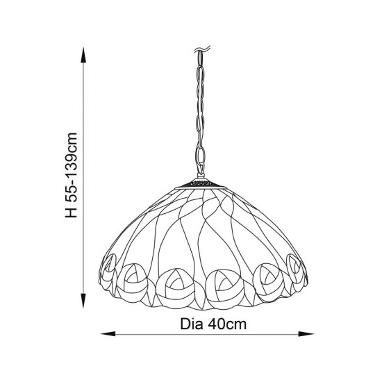 51443-001 Satin Black Pendant with Tiffany Glass