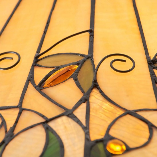 51350-001 Satin Black 3 Light Pendant with Tiffany Glass