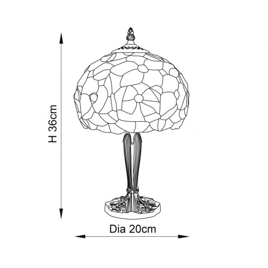 51747-001 Satin Black Small Table Lamp with Tiffany Glass