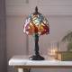 51654-001 Satin Black Mini Table Lamp with Tiffany Glass
