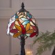 51654-001 Satin Black Mini Table Lamp with Tiffany Glass