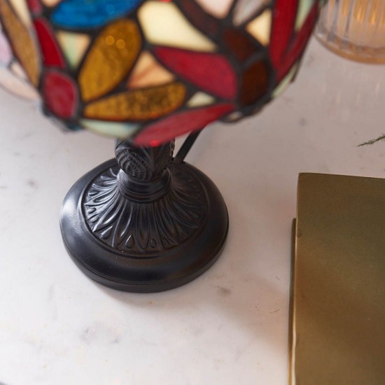 51654-001 Satin Black Mini Table Lamp with Tiffany Glass